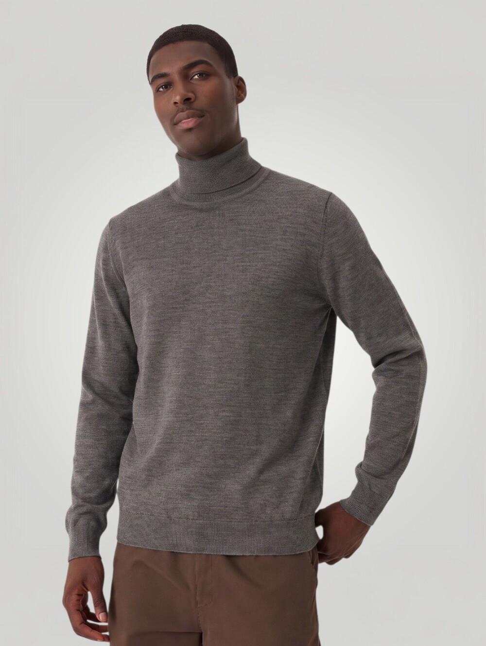 Nordstrom Mens XL Gray 100% Merino Wool Turtleneck Sweater‎ Lightweight Pullover